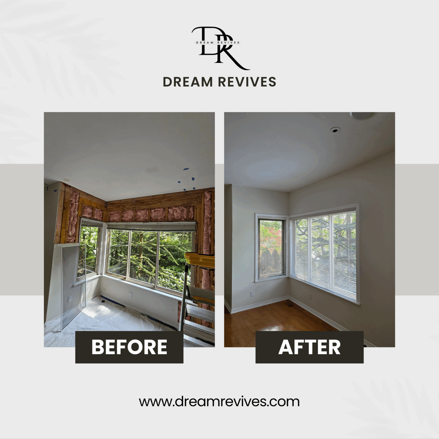 Dream Revives drywall repair and finishing in North Vancouver living room